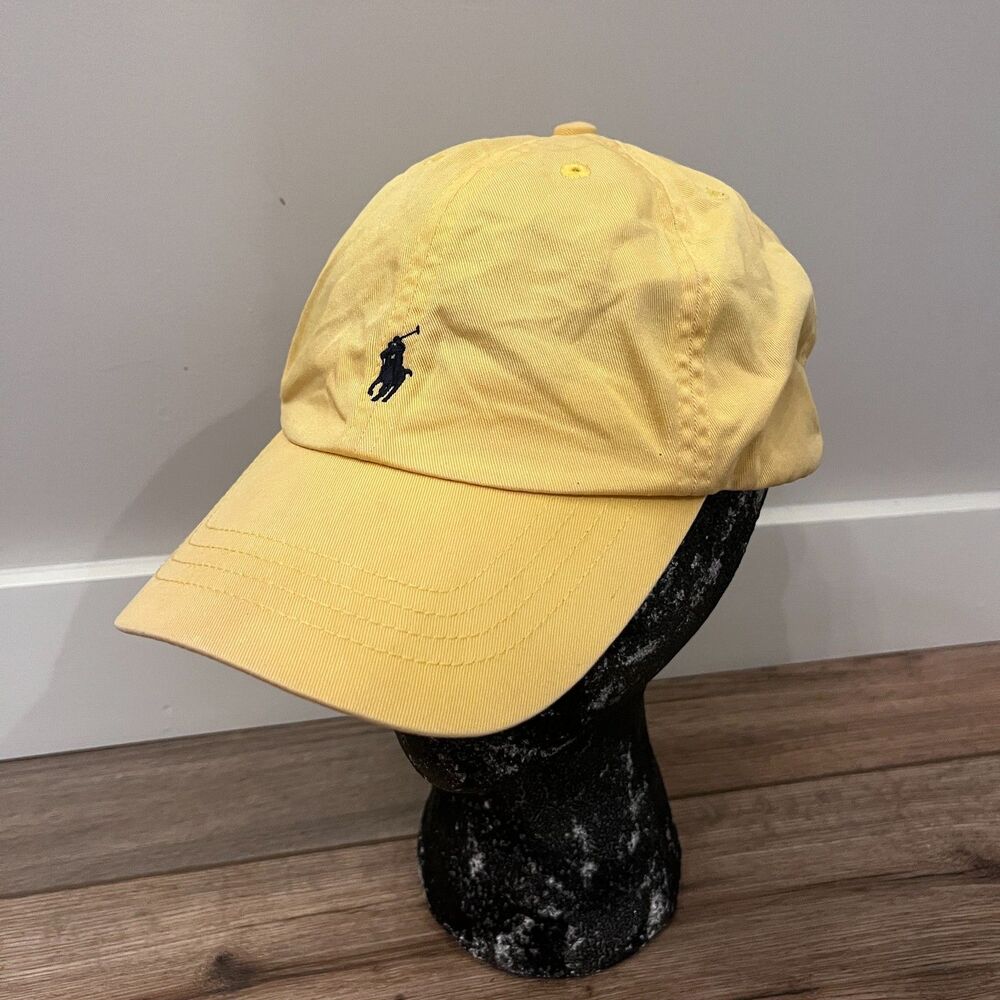 Polo Ralph Lauren Yellow Cotton Strapback Hat Cap Small Pony Adjustable Preppy
